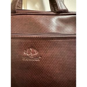 THE CLOWNFISH Brown leather Laptop Messenger Bag Shoulder Hand Bag.‎